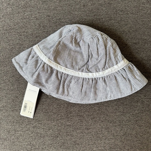 Janie and Jack Striped Blue White Bow Bucket Hat Baby Girl NWT - Picture 2 of 4